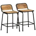 Tabourets de bar lot de 2 pcs bois massif manguier brut