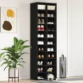 Armoire à chaussures chêne noir 54x34x183 cm bois d'ingénierie
