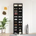 Armoire à chaussures chêne noir 54x34x183 cm bois d'ingénierie