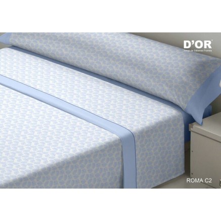 Set beddengoed D'Or ROMA Blauw Bed van 120 Franela