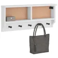 Porte-manteau mural SANDNES blanc 87x12x35 cm bois massif pin