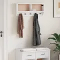 Porte-manteau mural SANDNES blanc 87x12x35 cm bois massif pin