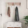 Porte-manteau mural SANDNES blanc 87x12x35 cm bois massif pin