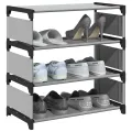 Étagère à chaussures 4 niveaux gris 54x28x55 cm tissu non-tissé