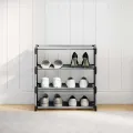 Étagère à chaussures 4 niveaux gris 54x28x55 cm tissu non-tissé