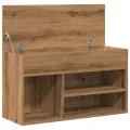 Banc à chaussures chêne artisanal 80x30x45 cm bois d'ingénierie