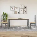 Ensemble à manger Panama 3 pcs gris bois de pin massif