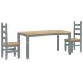 Ensemble à manger Panama 3 pcs gris bois de pin massif