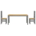 Ensemble à manger Panama 3 pcs gris bois de pin massif