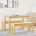 Ensemble à manger Panama 3 pcs bois de pin massif