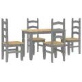Ensemble à manger Panama 5 pcs gris bois de pin massif