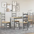 Ensemble à manger Panama 5 pcs gris bois de pin massif