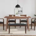 Banc 90 cm marron bois massif caoutchouc