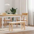 Banc 90 cm blanc bois massif caoutchouc