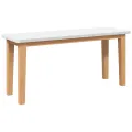 Banc 90 cm blanc bois massif caoutchouc