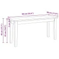 Banc 90 cm blanc bois massif caoutchouc