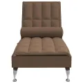 Chaise longue de massage avec traversin marron tissu