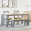 Ensemble à manger Panama 4 pcs gris bois de pin massif