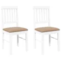 Chaises à manger coussins 2 pcs blanc bois massif caoutchouc