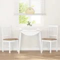 Chaises à manger coussins 2 pcs blanc bois massif caoutchouc
