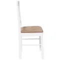 Chaises à manger coussins 2 pcs blanc bois massif caoutchouc