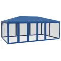 Tente de fête avec 10 parois latérales en maille bleu 6x4m PEHD