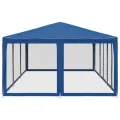 Tente de fête avec 10 parois latérales en maille bleu 6x4m PEHD