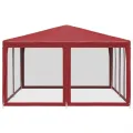 Tente de fête avec 8 parois latérales en maille rouge 4x4m PEHD