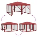 Tente de fête avec 8 parois latérales en maille rouge 4x4m PEHD