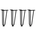Pieds de table en forme d'épingle à cheveux 4 pcs noir 30 cm