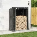 Portant de bois de chauffage et housse de pluie acier galvanisé