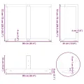 Pieds de table à manger forme de T 2 pcs noir 90x35x(72-73) cm