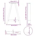 Pieds de table basse forme de A 2 pcs noir 60x(72-73) cm acier