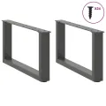 Pieds de table basse forme de U 2 pcs anthracite 60x(30-31) cm