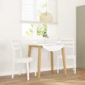 Chaises à manger 2 pcs blanc bois massif caoutchouc