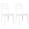 Chaises à manger 2 pcs blanc bois massif caoutchouc