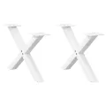 Pieds de table basse forme de X 2 pcs blanc 60x(30-31) cm acier