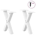 Pieds de table basse forme de X 2 pcs blanc 30x(30-31) cm acier