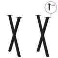 Pieds de table à manger forme de X 2 pcs noir 57x(72-73) cm