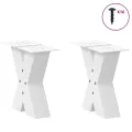 Pieds de table basse forme de X 2 pcs blanc 40x(30-31) cm acier