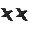 Pieds de table basse forme de X 2 pcs noir 70x(30-31) cm acier
