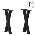 Pieds de table basse forme de X 2 pcs noir 28x(42-43) cm acier
