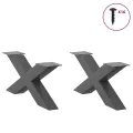 Pieds de table basse forme de X 2 pcs anthracite 70x(30-31) cm