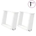 Pieds de table basse forme de U 2 pcs blanc 50x(30-31) cm acier