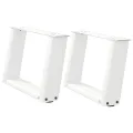 Pieds de table basse forme de U 2 pcs blanc 50x(30-31) cm acier