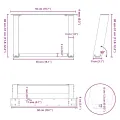 Pieds de table basse forme de U 2 pcs blanc 50x(30-31) cm acier