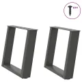 Pieds de table basse forme de U 2 pcs anthracite 50x(42-43) cm