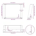 Pieds de table basse forme de U 2 pcs noir 70x(42-43) cm acier