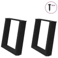 Pieds de table basse forme de U 2 pcs noir 50x(42-43) cm acier