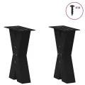 Pieds de table basse forme de X 2 pcs noir 38x(42-43) cm acier